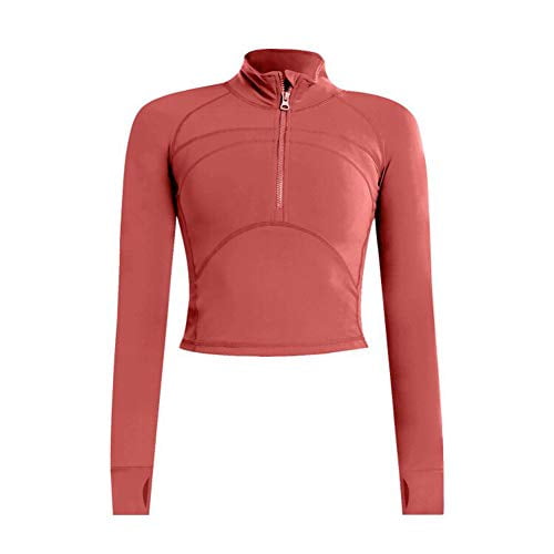 Womens Yoga Jacket 1/2 Zip Pullover Thermal Fleece Athletic Long Sleeve Running Top with Thumb Holes Womens Yoga Jacket 1/2 Zip Pullover Thermal Fleece Athletic Long Sleeve Running Top with Thumb Holes